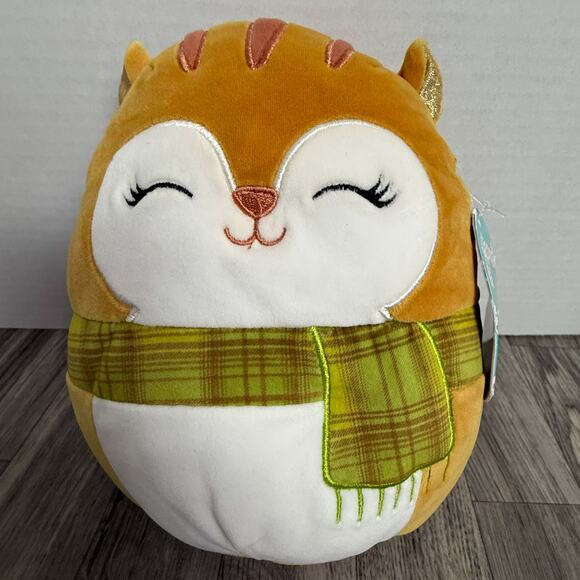 Squishmallows Erin Chipmunk S7 #1912 12” Plush 2023 Fall Green Scarf NWT - Picture 1 of 7